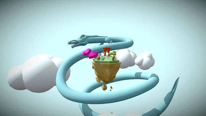 Floating Island Temple 3D Model