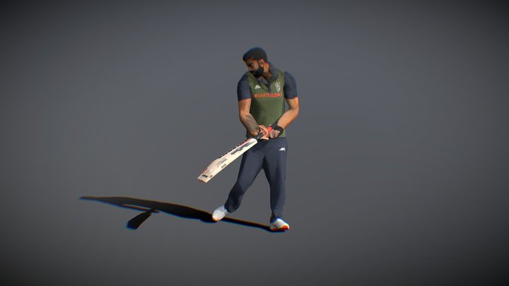 Virat Kohli Cricket Batting Animation - Low Poly 3D Model