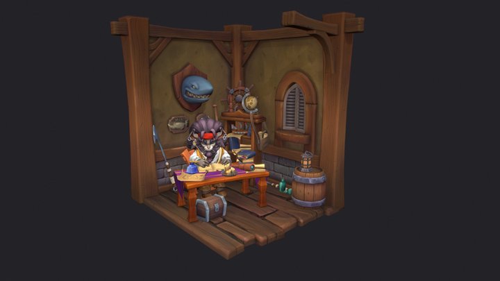 Cat pirate scene 3D Model