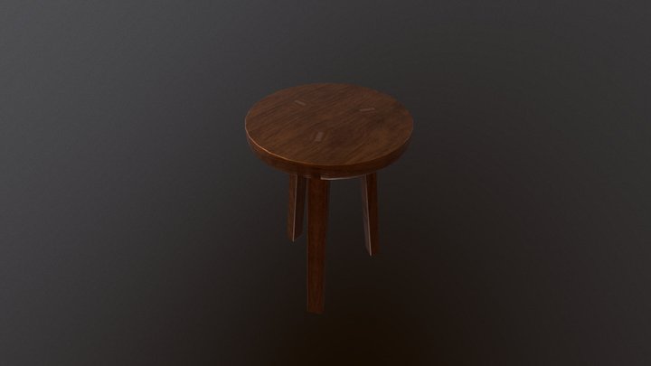 wood stool v0_1 3D Model