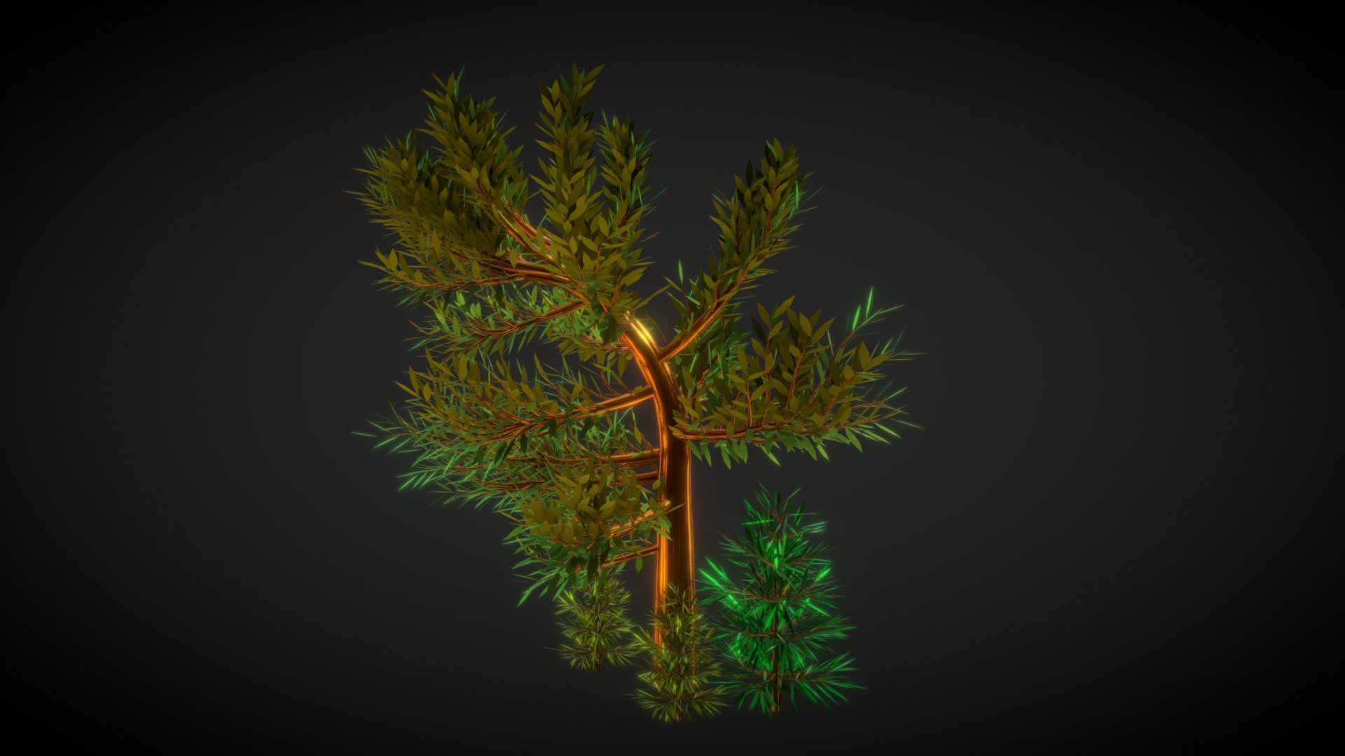 Low Poly Tree Asset For Game : Type D