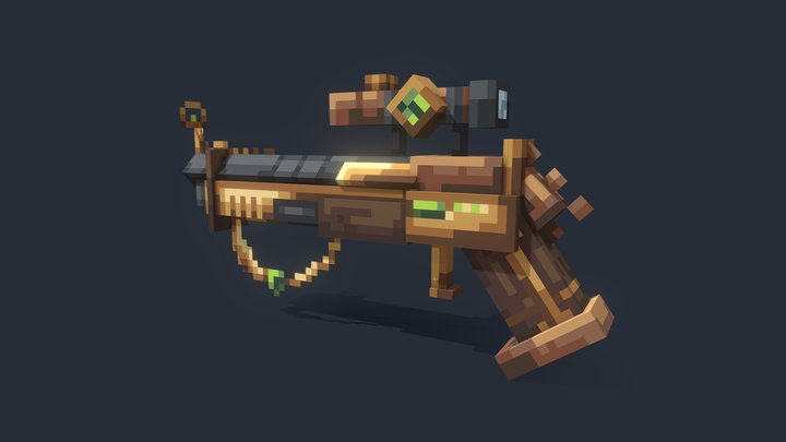 Steampunk Hand Shotgun - Blockbench 3D Model