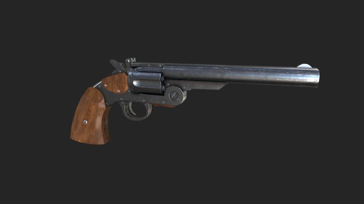 Schofield Revolver .45 GameReady Rigged Animated 3D Model
