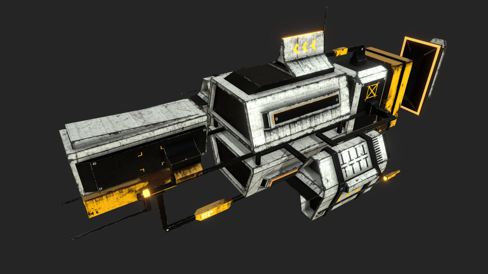 3D model Freighter #1 [Textured] - This is a 3D model of the Freighter #1 [Textured]. The 3D model is about a machine with lights.