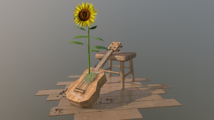 Handmade Ukulele & Sunflower 3D Model