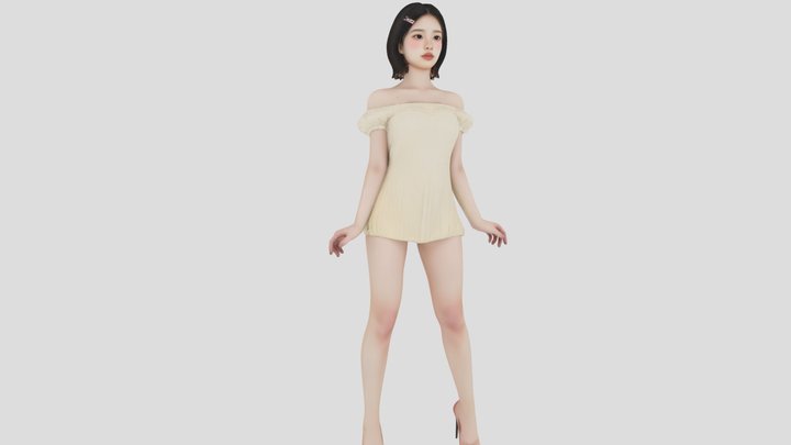 mini onepiece dress girl download_fbx 3D Model