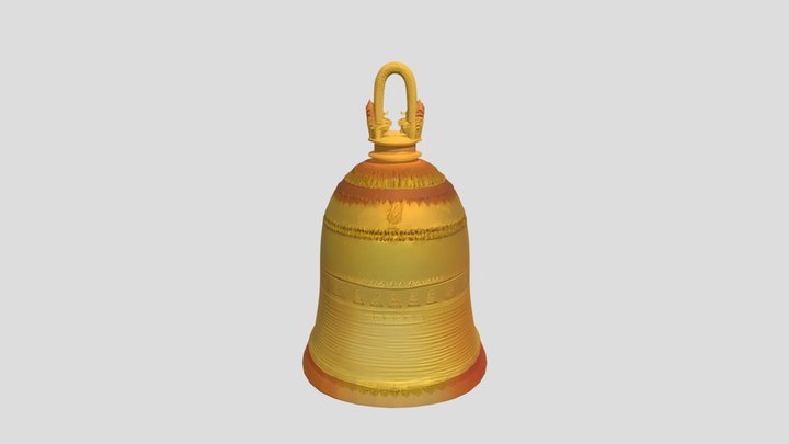 Golden ceremonial bell with inscriptions 3D Model