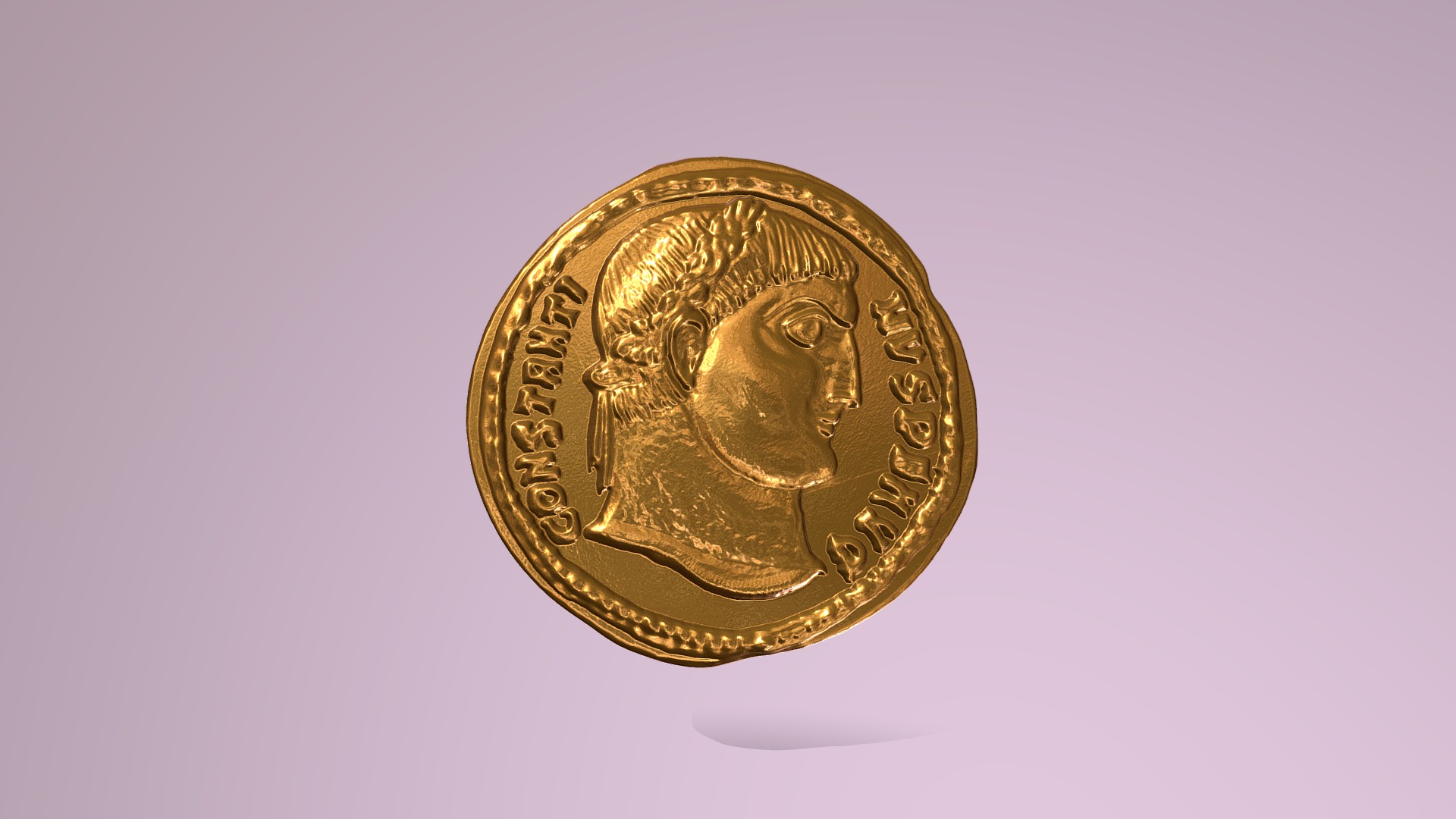 3D model Constantine Coin Merged - This is a 3D model of the Constantine Coin Merged. The 3D model is about a gold coin with a design on it.