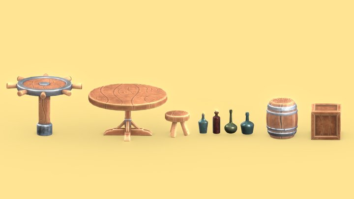 Stylized Tabern Assets 3D Model