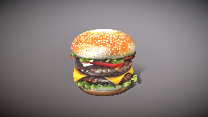 hamburger, гамбургер, food, big-hamburger 3D Model