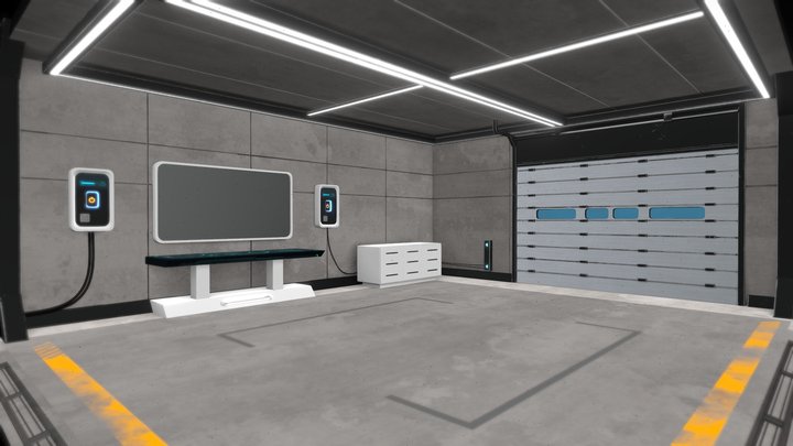 Scifi Garage - low poly 3D Model