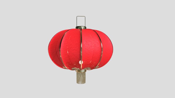 Lantern Red Chinese With Decoration 3D Model