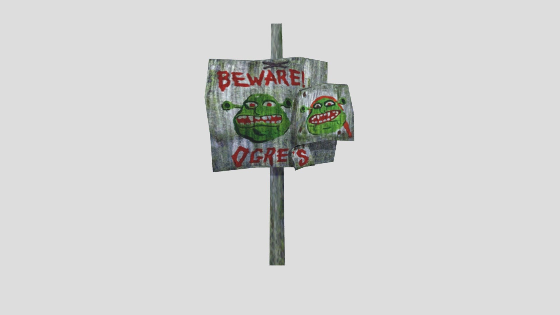 Pc Computer - Shrek 2 - Beware Of Ogres Sign - Download Free 3d Model 