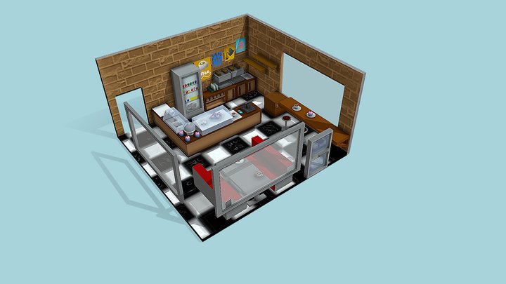 Cafe Diorama 3D Model