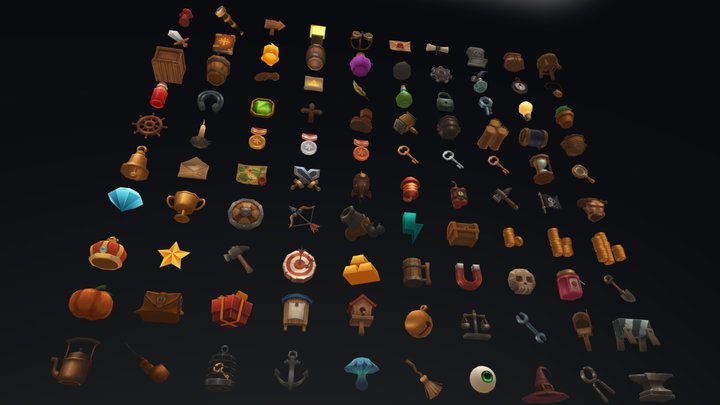 3D Props - RPG Icons 100 3D Model