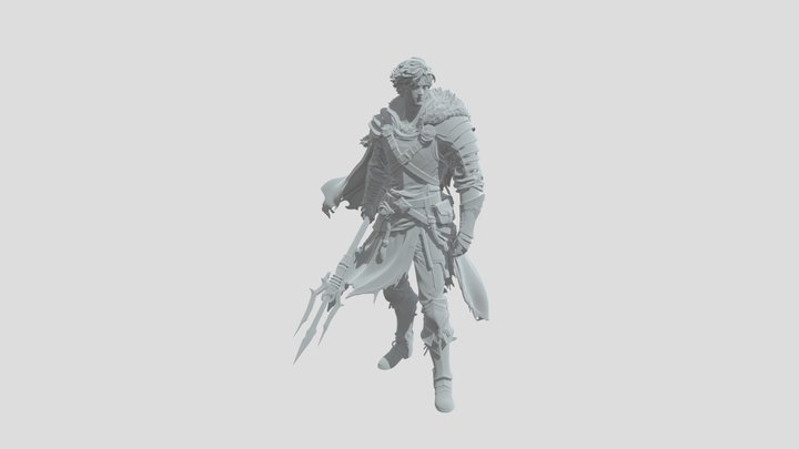 Fantasy Knight with Trident 3D Model