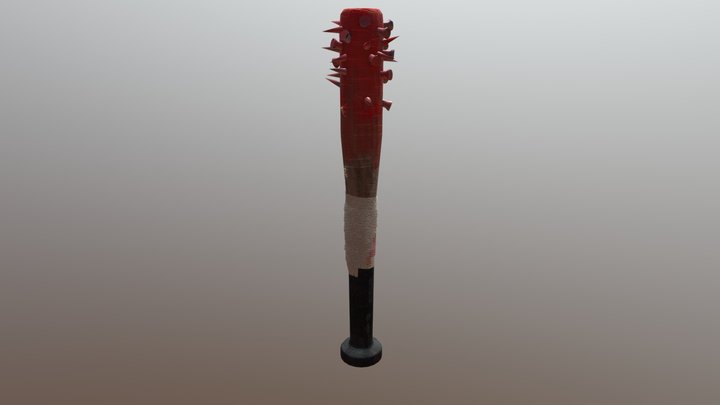 Nailed Baseball bat bloody 3D Model