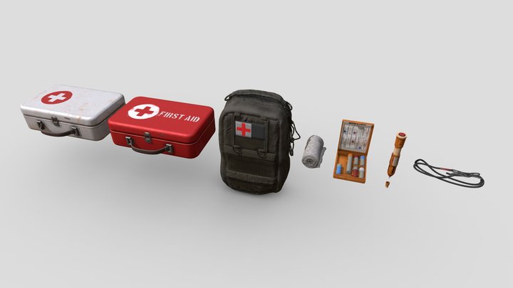 Medical Pack Objects for game 3D Model