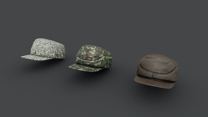 German Officers Cap low-poly 3d model Game Ready 3D Model