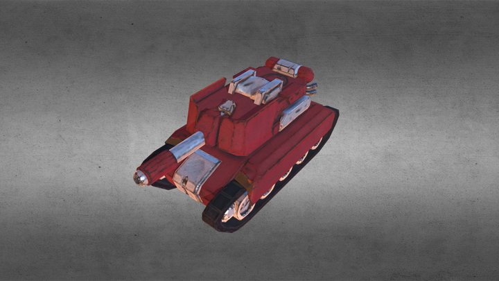 Stylized Red Tank 3D Model