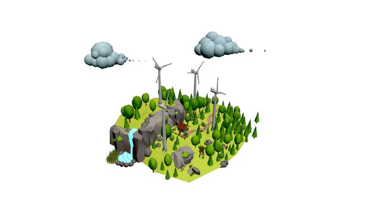 Wind Turbines panorama 3D Model