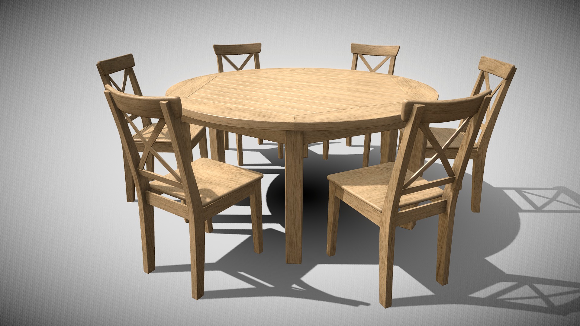 3D model Garden Furniture 6 person - This is a 3D model of the Garden Furniture 6 person. The 3D model is about a table with chairs around it.