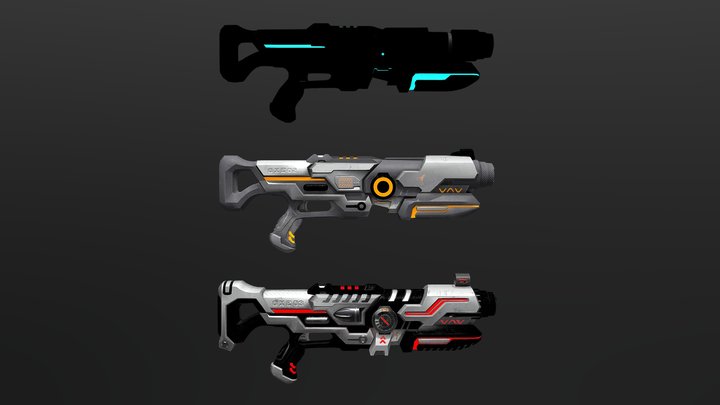 Blasters Pack (OXE Project) 3D Model