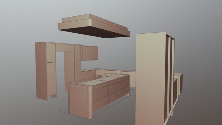kitchen layout 3D Model