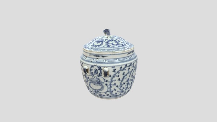 青花缠枝莲盖盅 3D Model