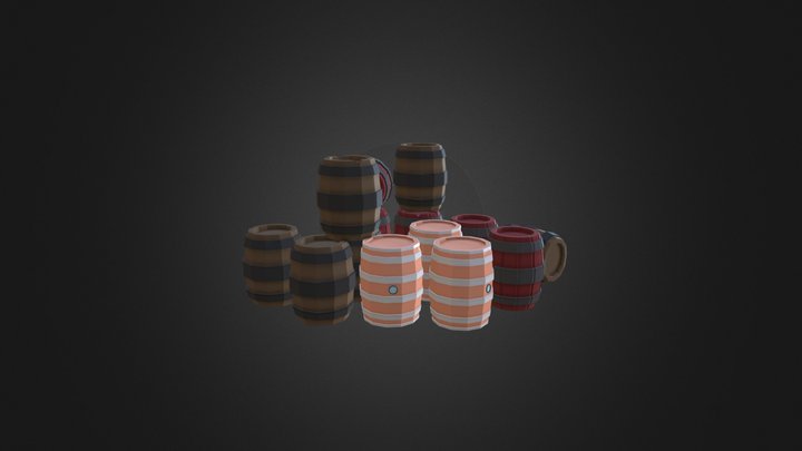 Blender Low-Poly Barrels 🛢️ 3D Model