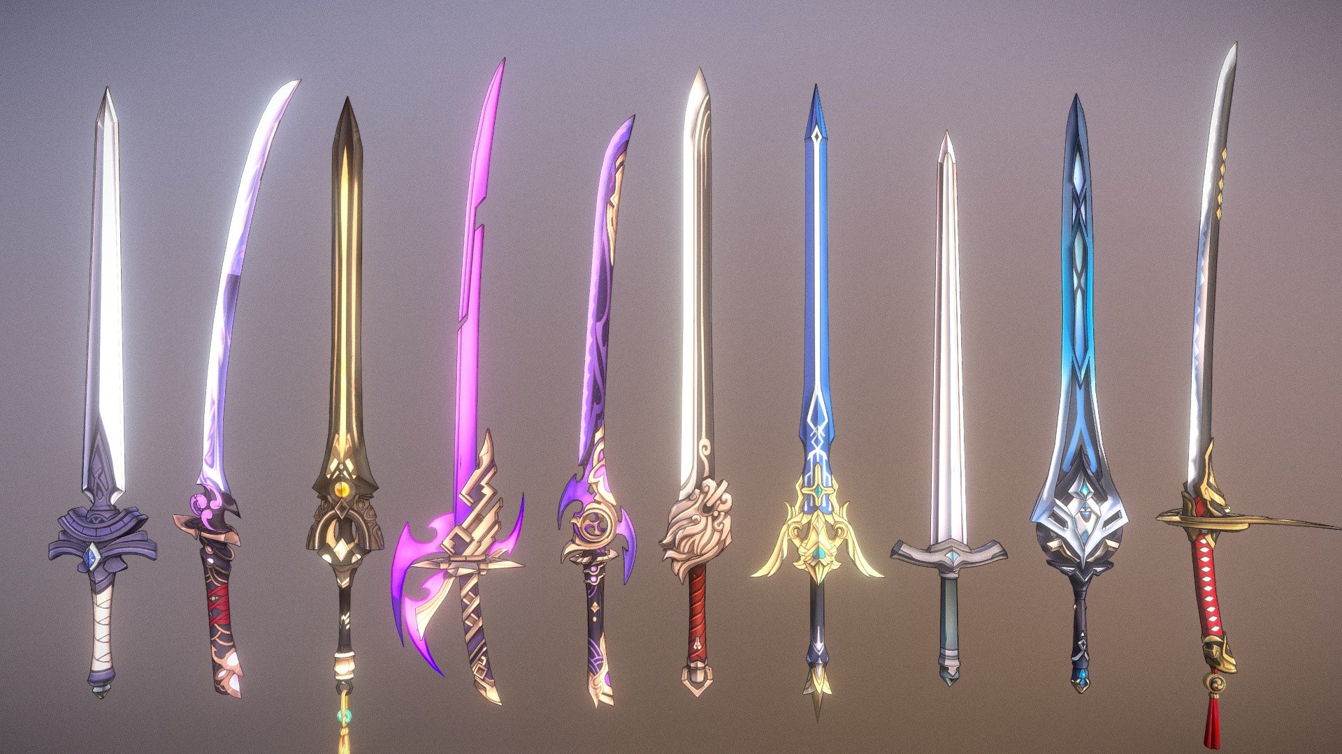 10 Genshin Impact Inspired Sword 3D Models - Download Free 3D model by