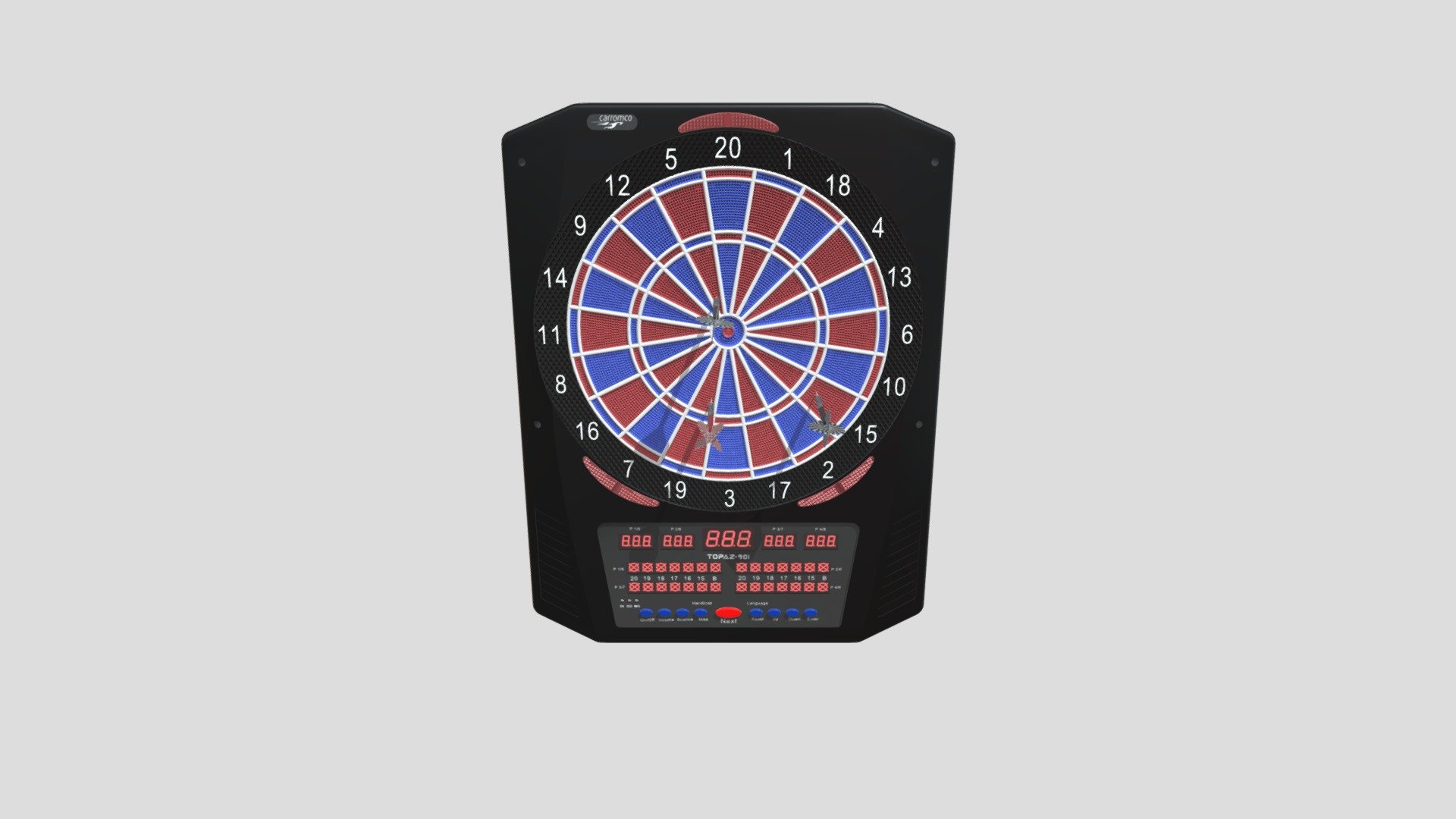 92966 Electronic Dartboard TOPAZ-901 — Sketchfab embed 3D viewer