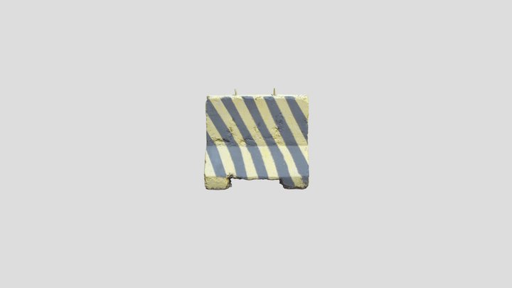 Small Black and Yellow Concrete Road Block 3D Model