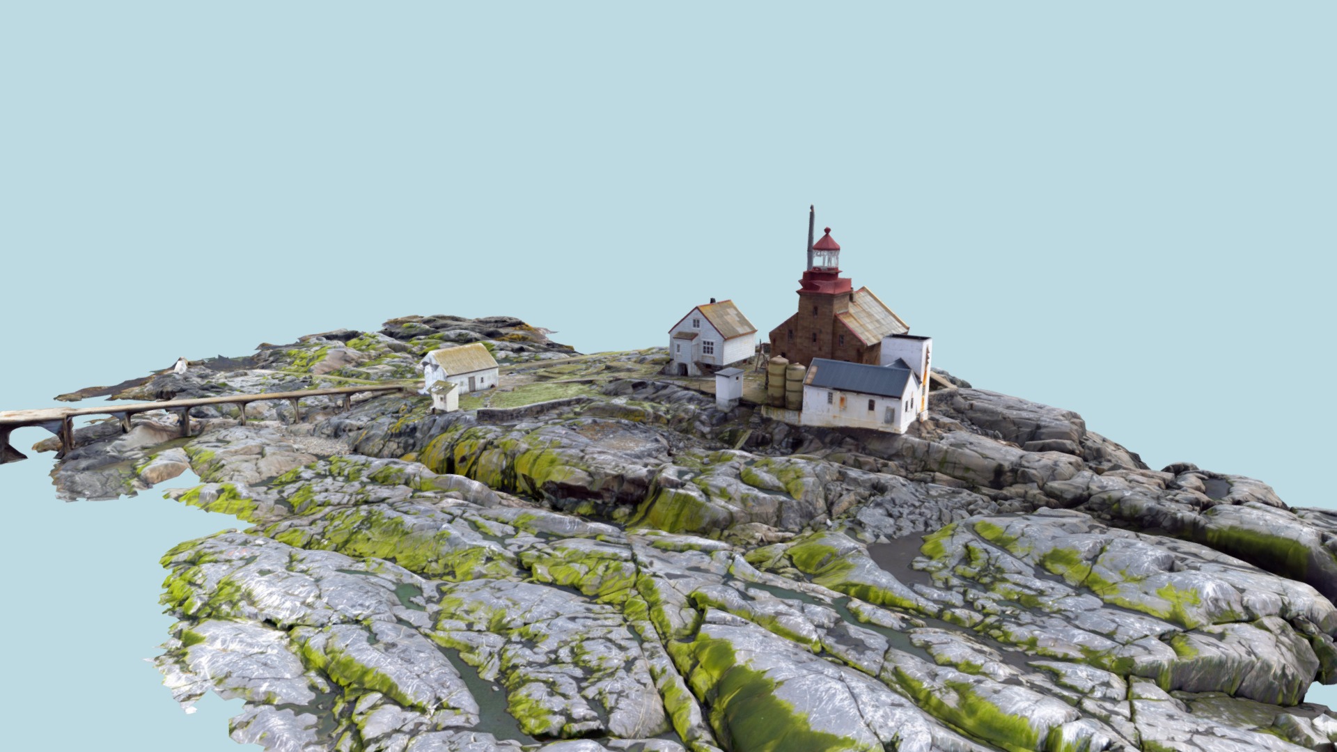 3D model Scan Old Lighthouse on an Island - This is a 3D model of the Scan Old Lighthouse on an Island. The 3D model is about a building on a rocky hill.