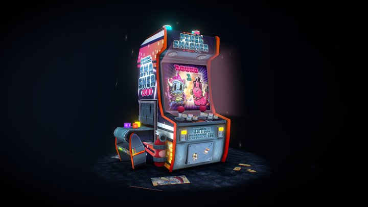 Pixel Arcade Smasher Machine 3D Model
