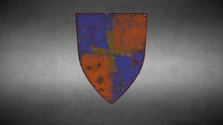 Damaged Medieval Heater Shield 3D Model