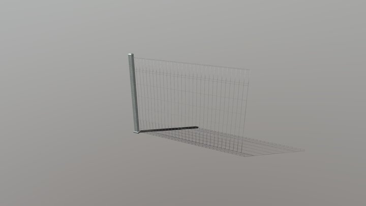 Galvanised Rolltop Mesh Fence, Open. 3D Model