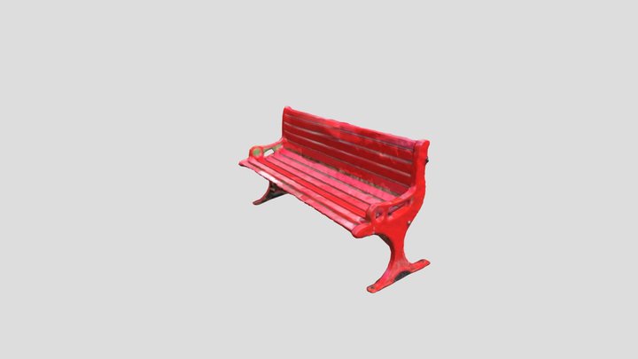 Red metal park bench 3D Model