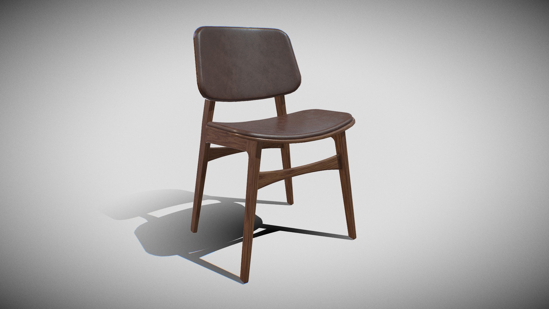 3D model Soborg Chair Model-3052-leather 96,oak smoked - This is a 3D model of the Soborg Chair Model-3052-leather 96,oak smoked. The 3D model is about a chair on a white background.