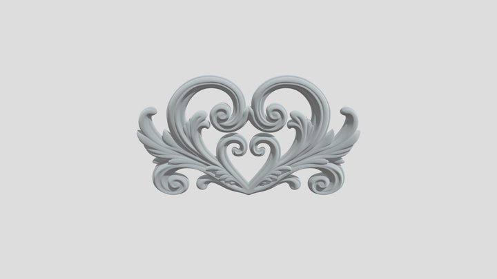 Silver Scroll Heart 3D Model