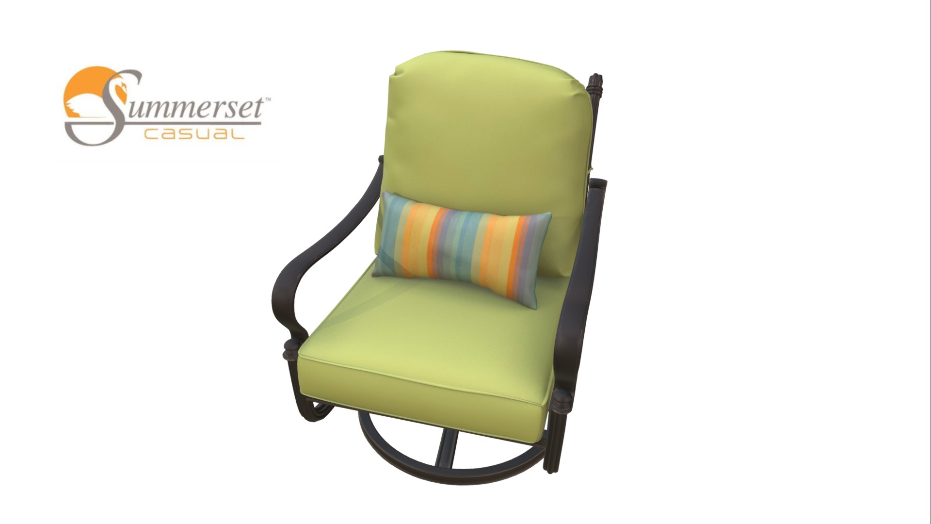 3D model Swivel Club Chair - This is a 3D model of the Swivel Club Chair. The 3D model is about a green and yellow chair.