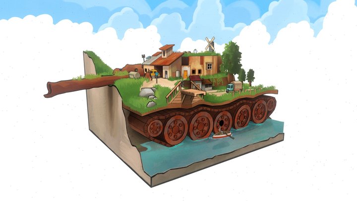 Overgrown Tank 3D Model