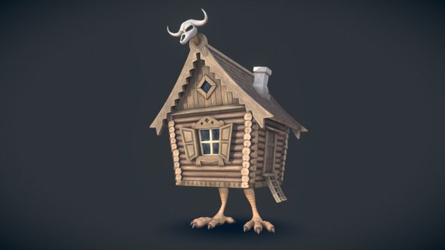 Hut on kurih legs (With animation) 3D Model