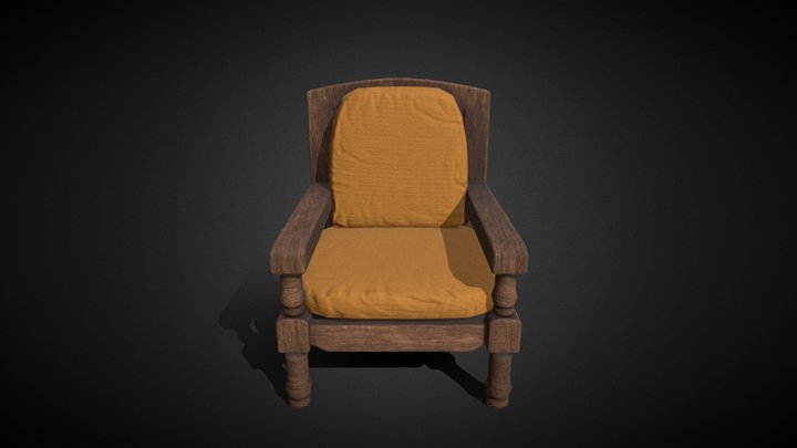 Old Low Poly ArmChair 3D Model