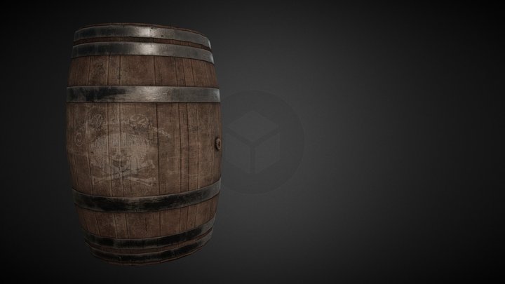 Antique Wooden Barrel 3D Model