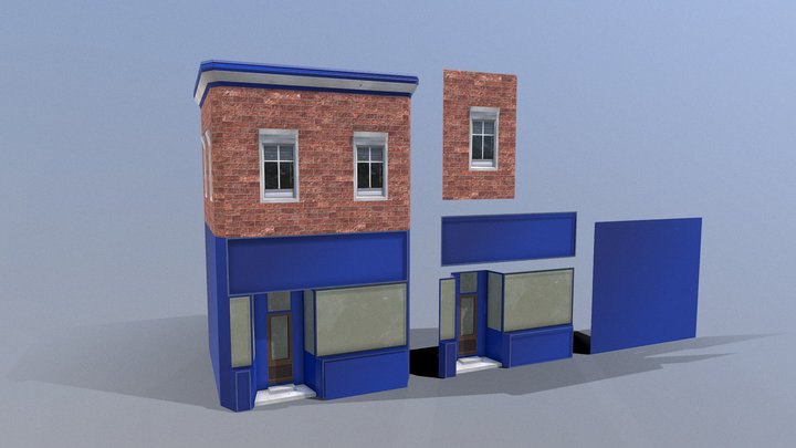 Shop with flats 3D Model
