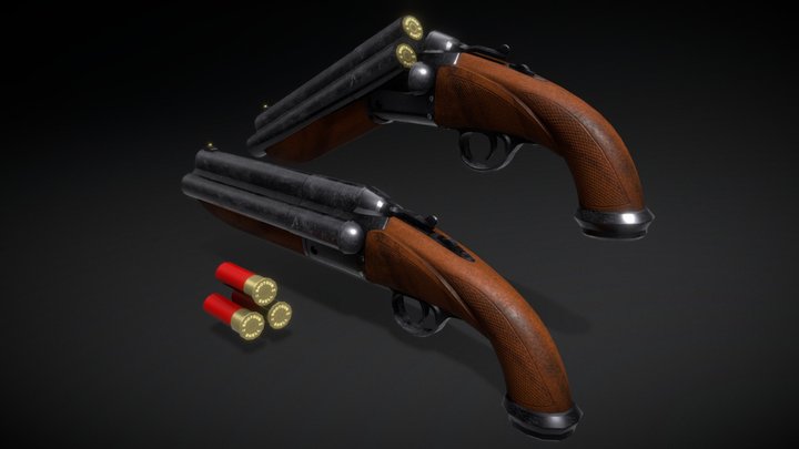Triple barrel shotgun 3D Model