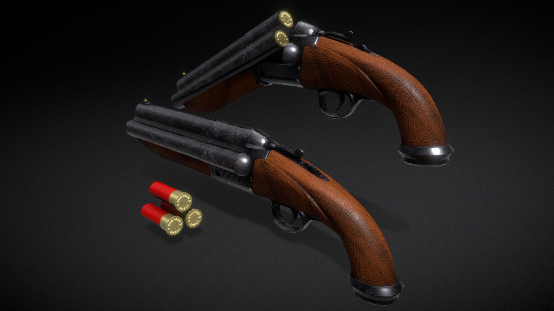 Triple Barrel Shotgun Buy Royalty Free 3d Model By Alex Gomes