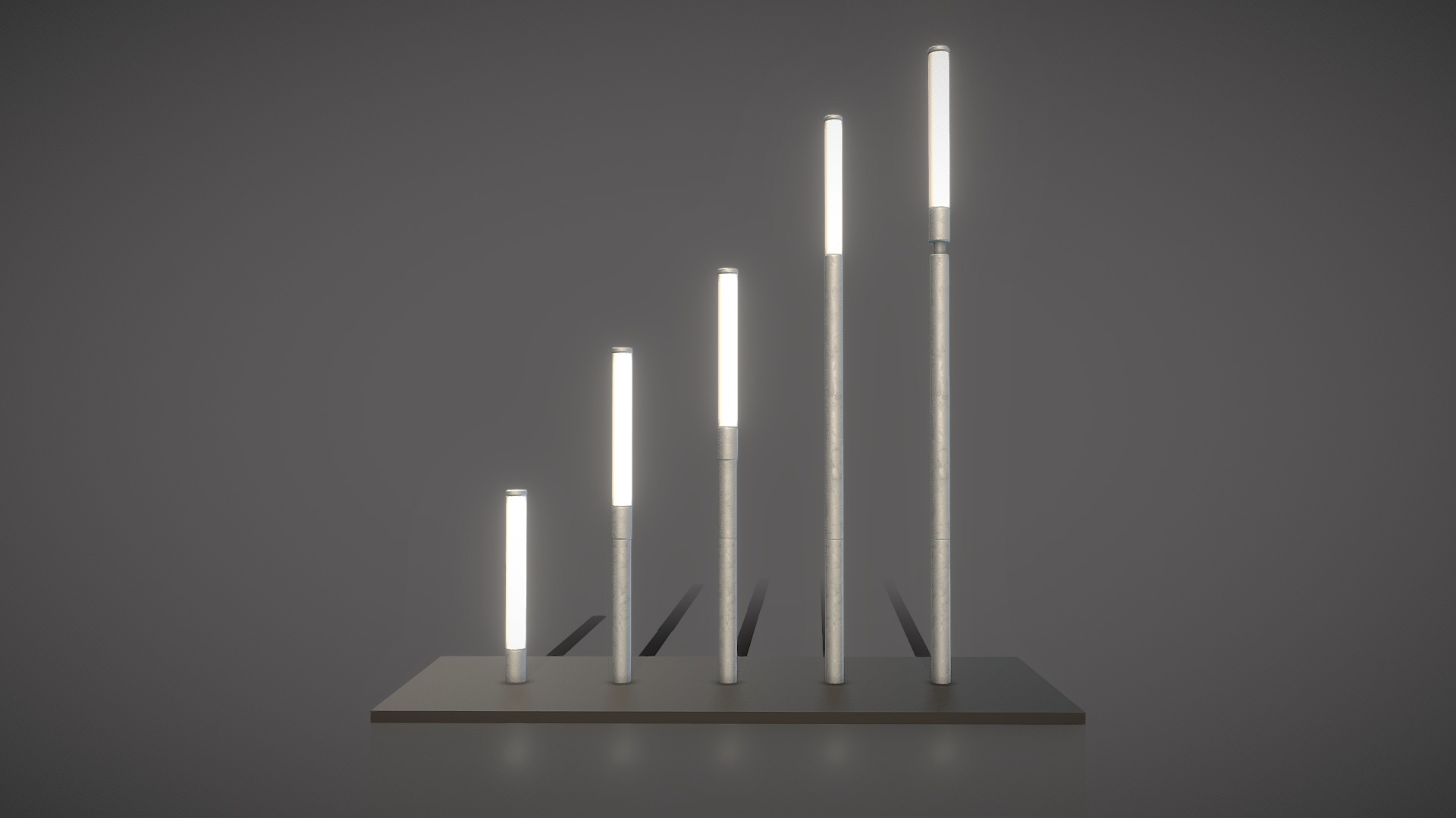 3D model Street Light 10 Galvanized Low-Poly - This is a 3D model of the Street Light 10 Galvanized Low-Poly. The 3D model is about a row of candles on a table.