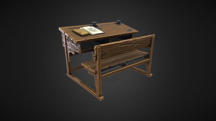 Stylized Old School Table 3D Model